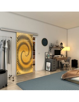 Glasschiebetür SLIM-LINE - Fineprint Model 197 Gold auf Grauglas