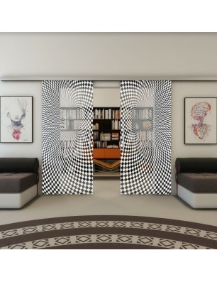 Glasschiebetür SLIM-LINE - Fineprint Model 075 Weiss auf Grauglas