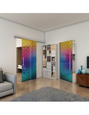 Glasschiebetür SLIM-LINE - Fineprint Model 001 Verlauf auf Grauglas