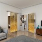 Glasschiebetür SLIM-LINE - Fineprint Modell 015 Gold auf Grauglas