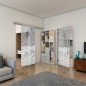 Glasschiebetür SLIM-LINE - Fineprint Modell 015 Weiss auf Grauglas