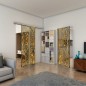 Glasschiebetür SLIM-LINE - Fineprint Modell 017 Gold auf Grauglas