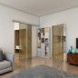 Glasschiebetür SLIM-LINE - Fineprint Modell 018 Gold auf Grauglas