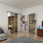 Glasschiebetür SLIM-LINE - Fineprint Modell 019 Gold auf Grauglas