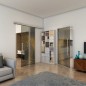 Glasschiebetür SLIM-LINE - Fineprint Modell 027 Gold auf Grauglas