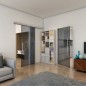 Glasschiebetür SLIM-LINE - Fineprint Modell 028 Weiss auf Grauglas