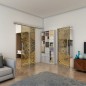 Glasschiebetür SLIM-LINE - Fineprint Modell 030 Gold auf Grauglas