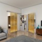 Glasschiebetür SLIM-LINE - Fineprint Modell 032 Gold auf Grauglas