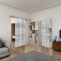 Glasschiebetür SLIM-LINE - Fineprint Modell 032 Weiss auf Grauglas