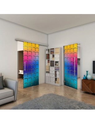 Glasschiebetür SLIM-LINE - Fineprint Model 033 Verlauf auf Grauglas