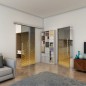 Glasschiebetür SLIM-LINE - Fineprint Modell 038 Gold auf Grauglas