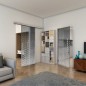 Glasschiebetür SLIM-LINE - Fineprint Modell 038 Weiss auf Grauglas