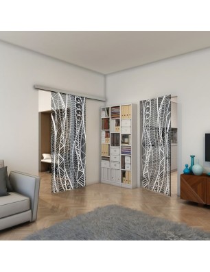 Glasschiebetür SLIM-LINE - Fineprint Model 040 Weiss auf Grauglas