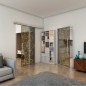 Glasschiebetür SLIM-LINE - Fineprint Modell 049 Gold auf Grauglas