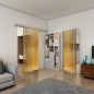Glasschiebetür SLIM-LINE - Fineprint Modell 050 Gold auf Grauglas