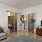 Glasschiebetür SLIM-LINE - Fineprint Modell 052 Gold auf Grauglas