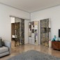 Glasschiebetür SLIM-LINE - Fineprint Modell 054 Gold auf Grauglas