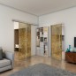 Glasschiebetür SLIM-LINE - Fineprint Modell 055 Gold auf Grauglas