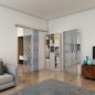 Glasschiebetür SLIM-LINE - Fineprint Modell 058 Weiss auf Grauglas