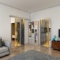 Glasschiebetür SLIM-LINE - Fineprint Modell 061 Gold auf Grauglas