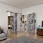 Glasschiebetür SLIM-LINE - Fineprint Modell 062 Weiss auf Grauglas