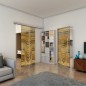 Glasschiebetür SLIM-LINE - Fineprint Modell 073 Gold auf Grauglas Glasschiebetür SLIM-LINE - Fineprint Modell 073 Gold auf Grauglas