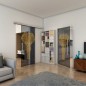 Glasschiebetür SLIM-LINE - Fineprint Modell 078 Gold auf Grauglas Glasschiebetür SLIM-LINE - Fineprint Modell 078 Gold auf Grauglas