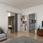 Glasschiebetür SLIM-LINE - Fineprint Modell 090 Weiss auf Grauglas