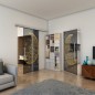 Glasschiebetür SLIM-LINE - Fineprint Modell 113 Gold auf Grauglas
