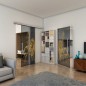 Glasschiebetür SLIM-LINE - Fineprint Modell 117 Gold auf Grauglas