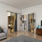 Glasschiebetür SLIM-LINE - Fineprint Modell 123 Gold auf Grauglas