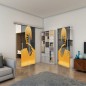 Glasschiebetür SLIM-LINE - Fineprint Modell 124 Gold auf Grauglas