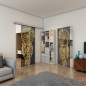 Glasschiebetür SLIM-LINE - Fineprint Modell 125 Gold auf Grauglas