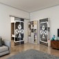 Glasschiebetür SLIM-LINE - Fineprint Modell 135 Weiss auf Grauglas