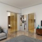Glasschiebetür SLIM-LINE - Fineprint Modell 141 Gold auf Grauglas