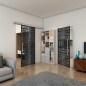 Glasschiebetür SLIM-LINE - Fineprint Modell 152 Schwarz auf Grauglas Glasschiebetür SLIM-LINE - Fineprint Modell 152 Schwarz auf Grauglas
