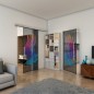 Glasschiebetür SLIM-LINE - Fineprint Modell 157 Verlauf auf Grauglas Glasschiebetür SLIM-LINE - Fineprint Modell 157 Verlauf auf Grauglas