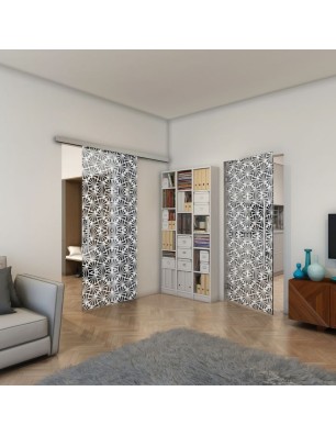 Glasschiebetür SLIM-LINE - Fineprint Model 160 Weiss auf Grauglas