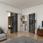 Glasschiebetür SLIM-LINE - Fineprint Modell 177 Schwarz auf Grauglas Glasschiebetür SLIM-LINE - Fineprint Modell 177 Schwarz auf Grauglas