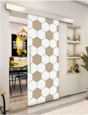 Holzschiebetür Eco-Line - Eiche und Weiss  Model 1018