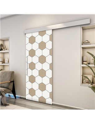 Holzschiebetür Eco-Line - Eiche und Weiss  Model 1018