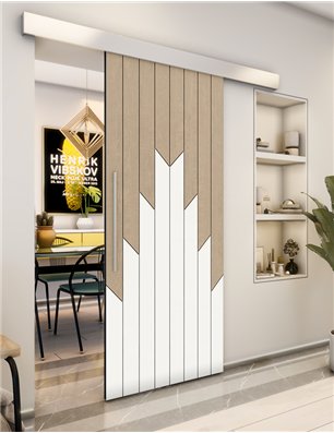Holzschiebetür Eco-Line - Eiche und Weiss  Model 2039