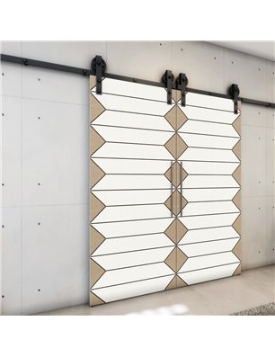 Holzschiebetür Barn-Line - Eiche und Weiss  Model 3008-3