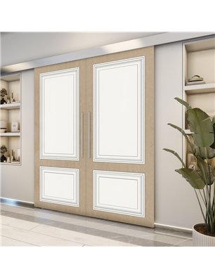 Holzschiebetür Eco-Line - Eiche und Weiss  Model 3004-2