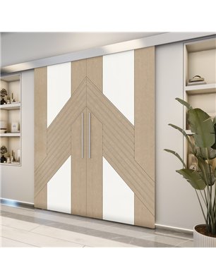 Holzschiebetür Eco-Line - Eiche und Weiss  Model 3019-2