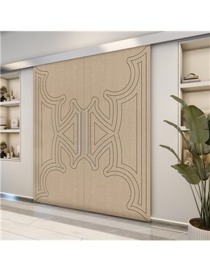 Holzschiebetür Eco-Line - Eiche und Weiss  Model 3086-2