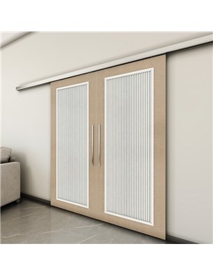 Holzschiebetür Slim-Line - Eiche und Weiss  Model 3005-3