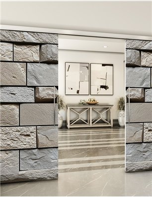 Holzschiebetür Slim-Line - Beton und Stein  Model 3020
