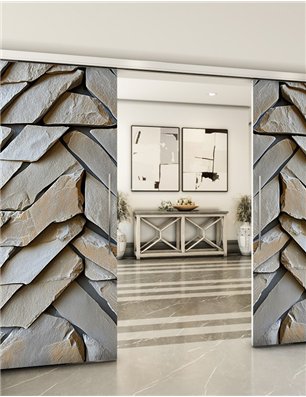 Holzschiebetür Slim-Line - Beton und Stein  Model 3028