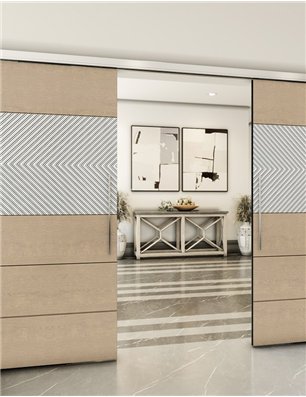 Holzschiebetür Slim-Line - Eiche und Weiss  Model 4020